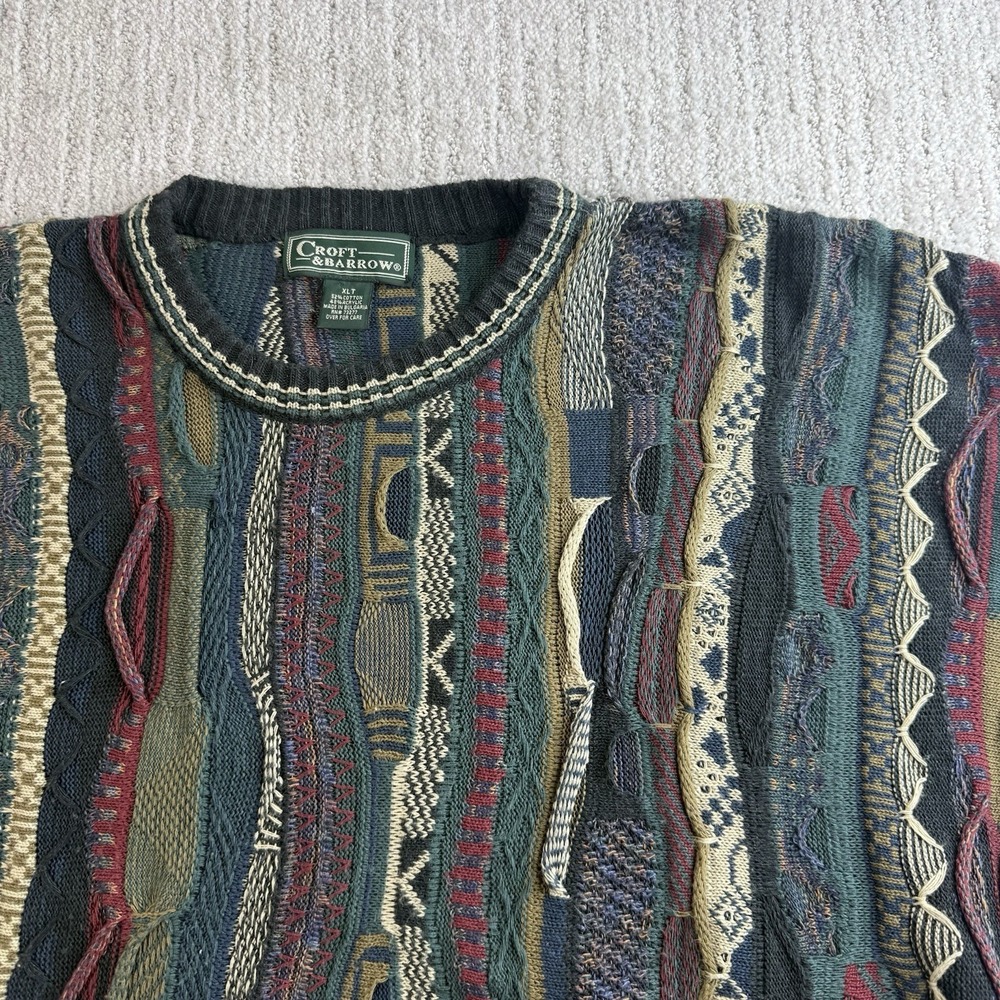 Vintage Croft & Barrow Knit Sweater Size XLT Coogi Style - Picture 2 of 6